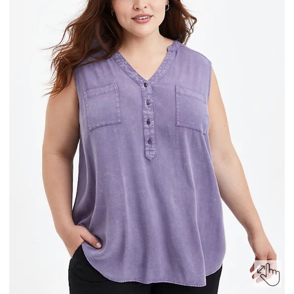 COPY - Torrid Harper Dusty Purple Mineral Wash Harper Sleeveless - Picture 1 of 6